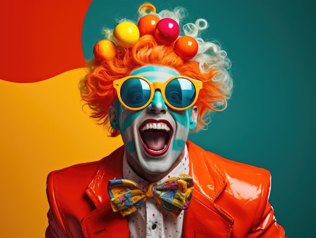 Costume man person clown portrait circus expression party male entertainment red