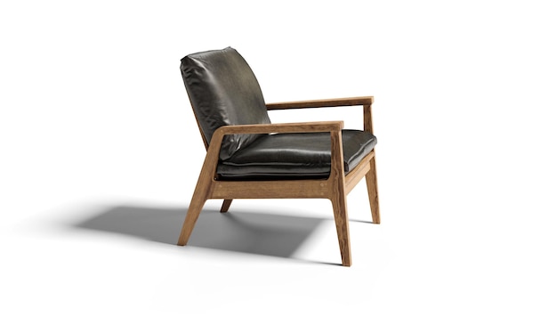 cosy black leather armchair isolated on white background with clipping path
