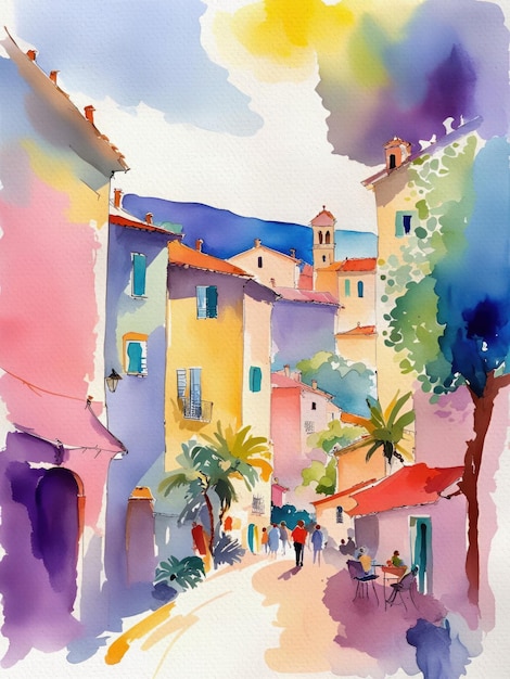 Cote d Azur Summer Travel Landscape Painting