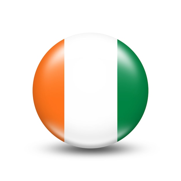 Cote d'Ivoire country flag in sphere with white shadow - illustration