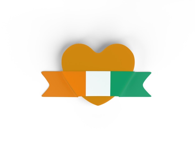 Cote D Ivoire Flag Heart Banner