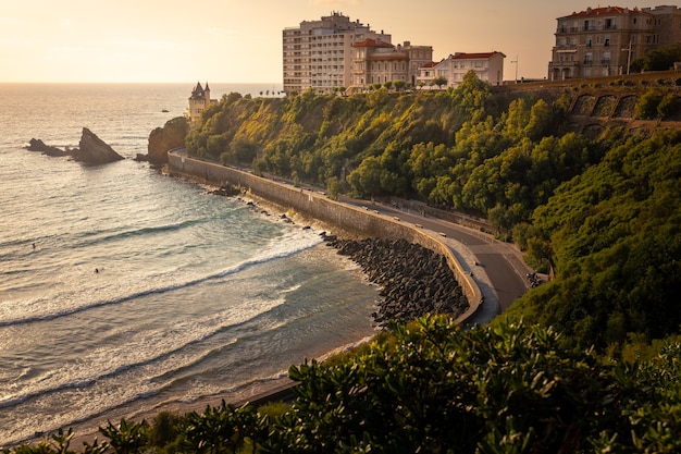 Cote des Basques 's avonds in Biarritz, Baskenland.