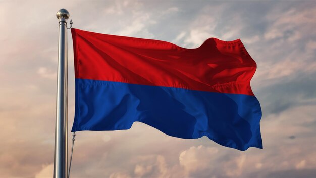 Photo cotopaxi waving flag against a cloudy sky