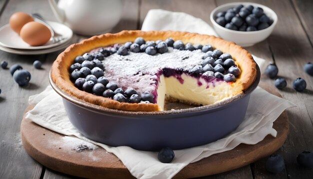 Cottage cheese casserole Cheesecake with blueberries in pa