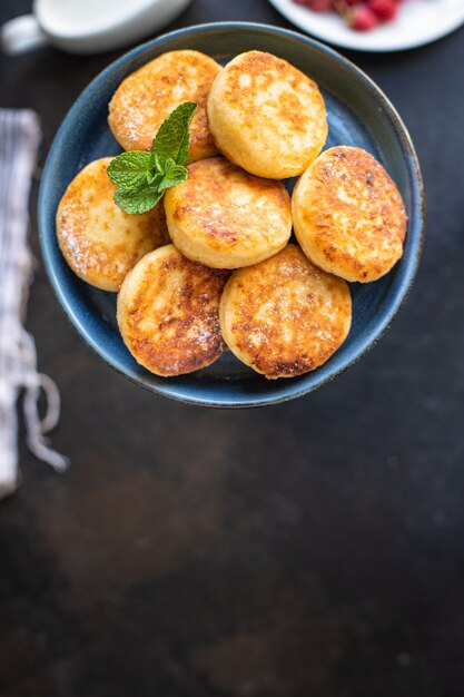 Cottage cheese pannenkoek cheesecake wrongel ontbijt dessert zoete syrniki