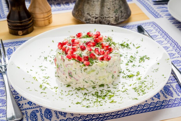 Cottage cheese with radish and cucumber