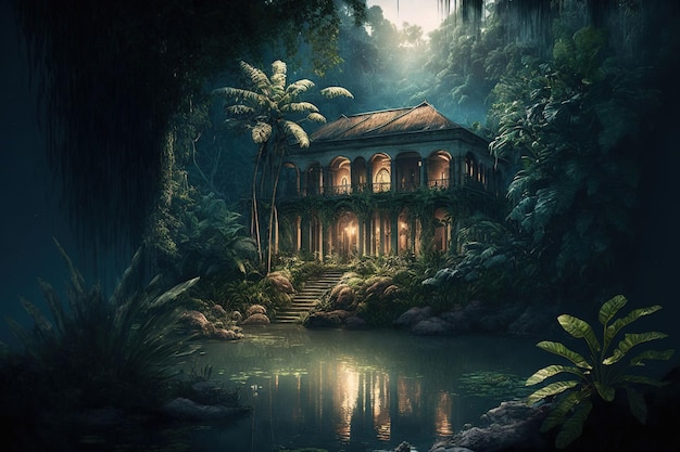 cottage hidden in the deep forest