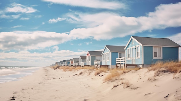 Cottages aan het strand Gezellige toevluchtsoorden gelegen in de buurt van de oceaan