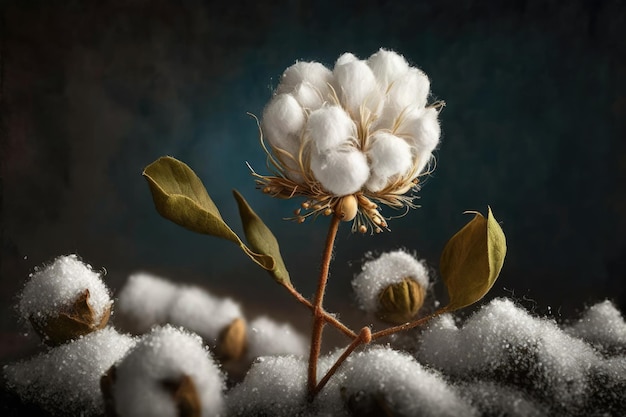 Cotton ball in full bloom agriculture farm crop image