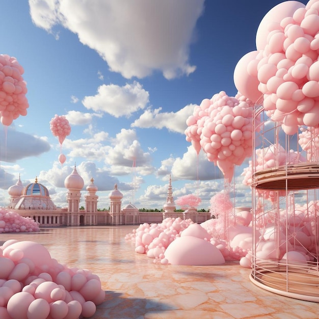 Cotton Candy Cloudscape Light Pink Background Image