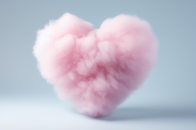 Cotton candy fluffy heart puff