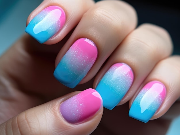 Cotton candy gradient nails manicure generative ai