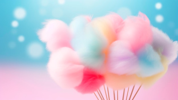 Photo cotton candy is multicolored selective focus