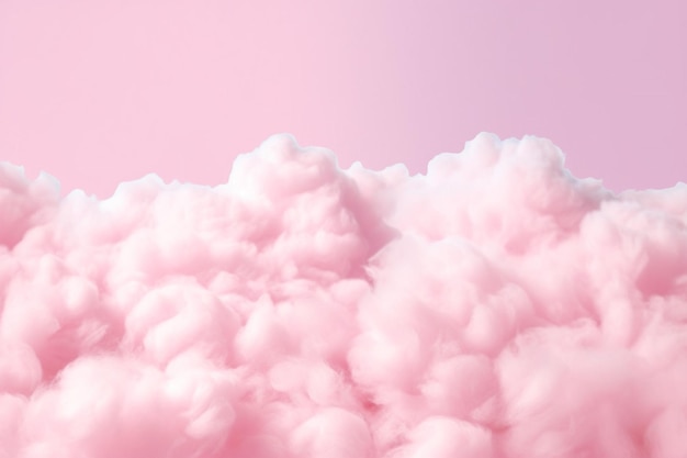 A cotton candy pink background with fluffy clouds