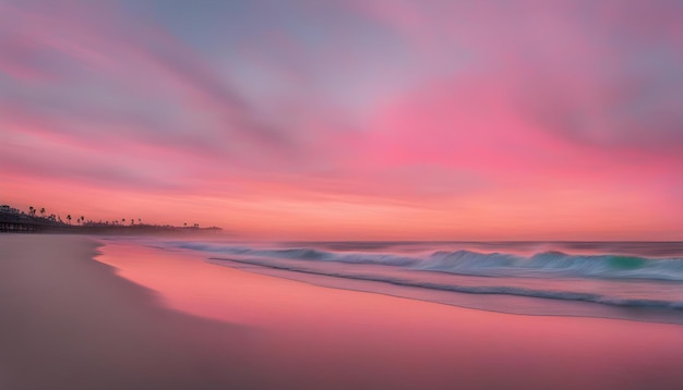 A cotton candy theme sunrise at the beach