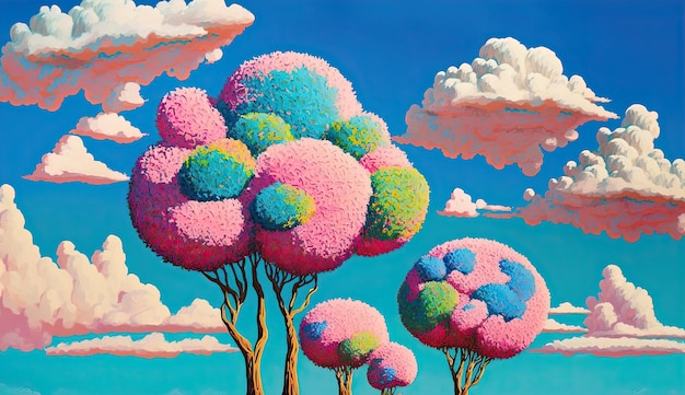 Cotton candy tree Generative AI