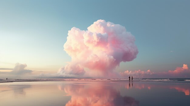 Foto cotton candy wolk over het strand