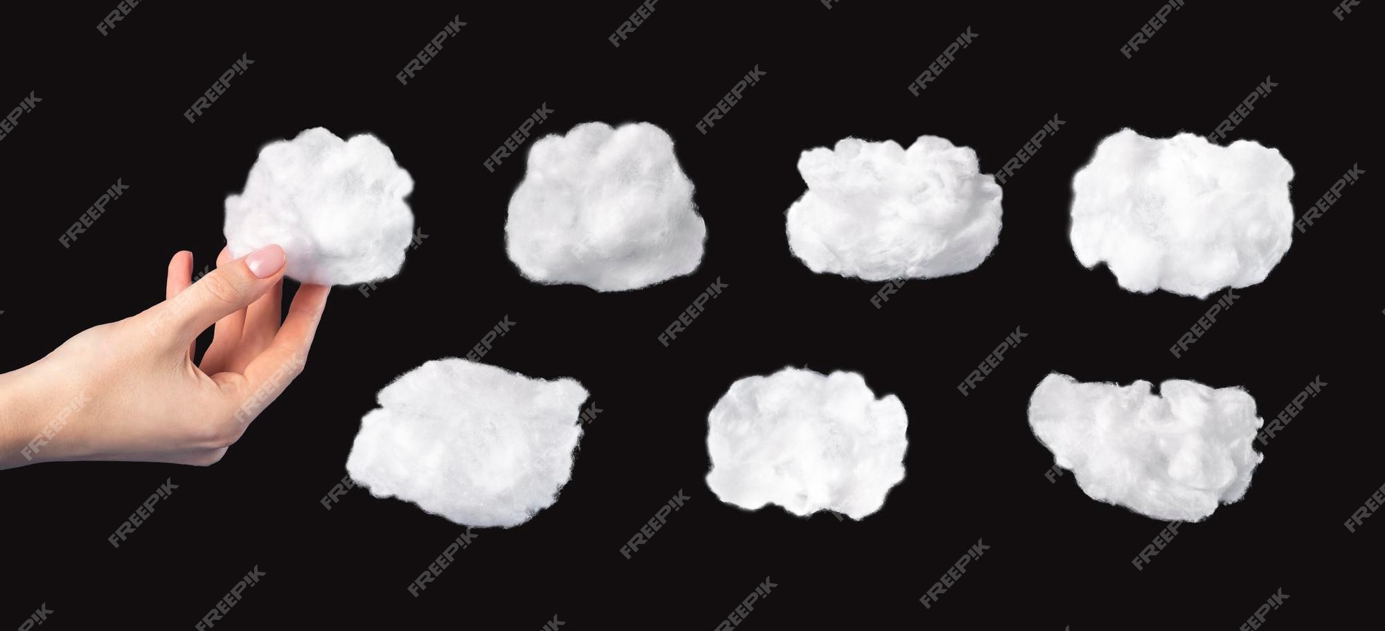 Premium Photo  Cotton clouds set isolated on black background