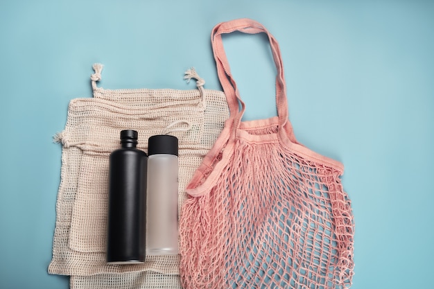 Cotton eco bags and water bottles