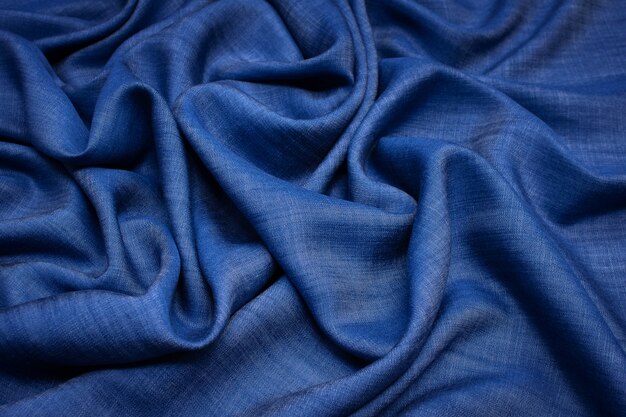 Cotton fabric. Jeans Dark-blue colour. Texture, 