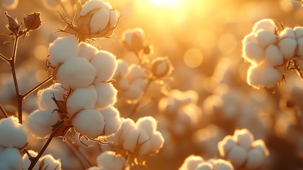 Photo cotton field at sunset