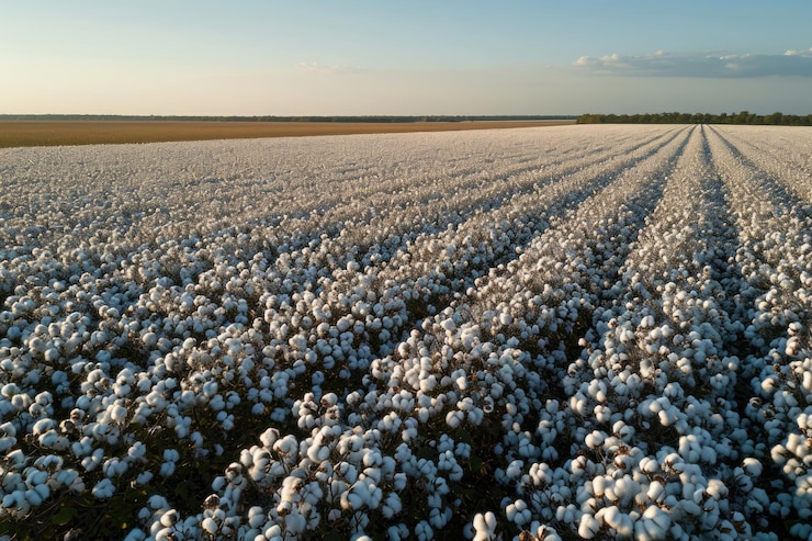 Photo cotton fields symphony aerial view of expansive cotton plantation