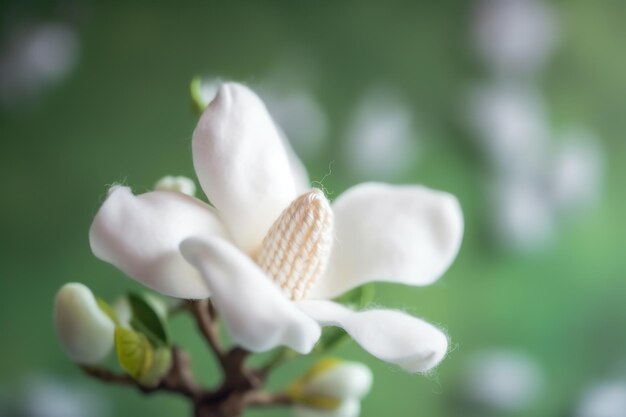 A cotton flower with a white flower in the center