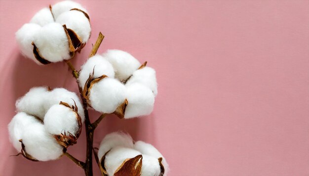 cotton flowers on a beige background