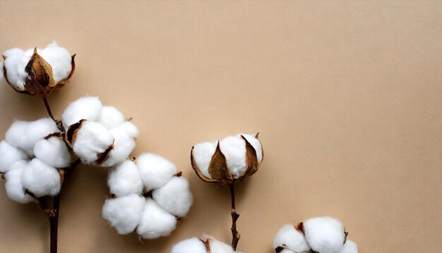 cotton flowers on a beige background