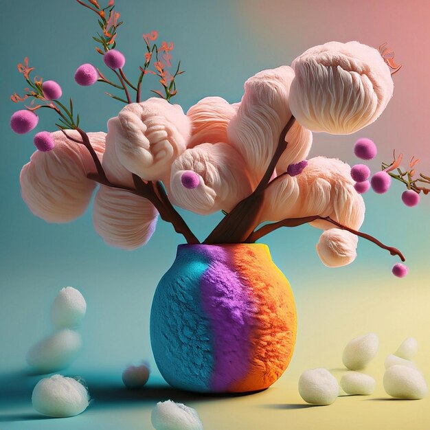 cotton Flowers in vase