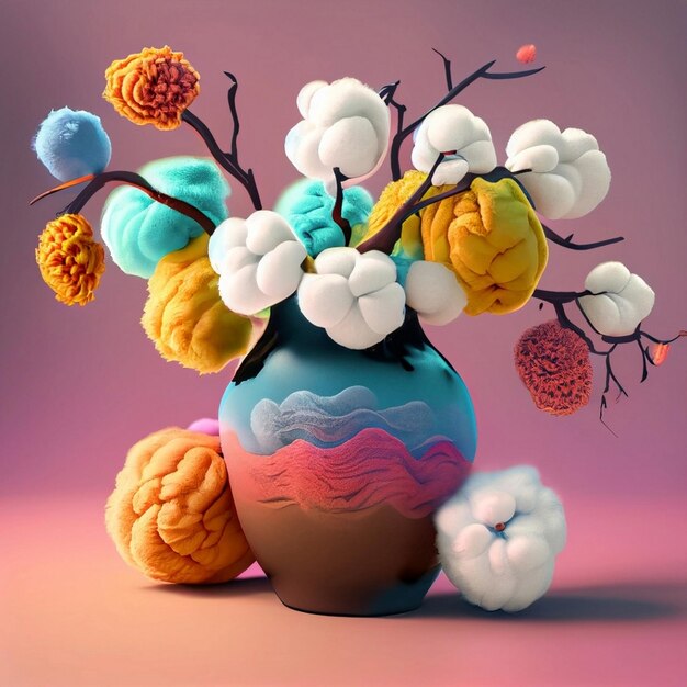 cotton Flowers in vase