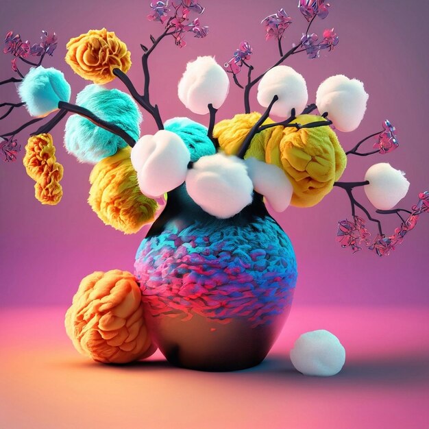 cotton Flowers in vase