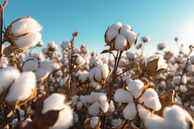 Photo cotton growing plantation close up harvest seasons