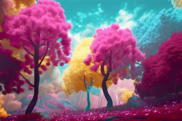 Cotton pink forest Abstract travel tale