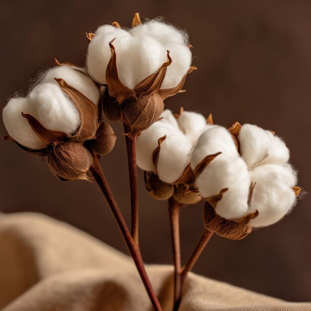 新鮮な振動と開花の瞬間に満ちた綿の植物の写真