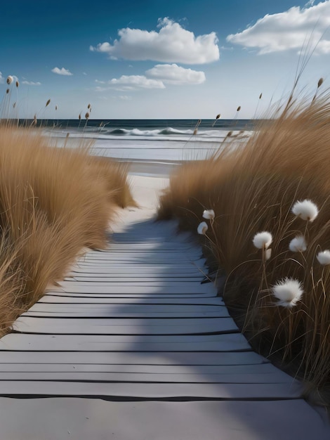 Плакат Cottongrass Спокойный пляж на закате