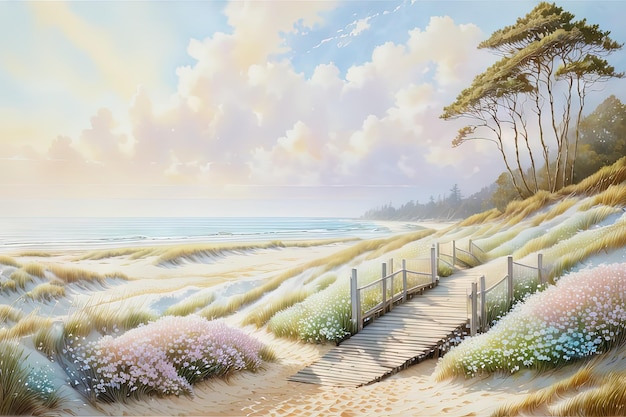 Cottongrass Poster A Tranquil Beach at Sunset