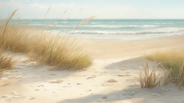 Cottongrass Poster A Tranquil Beach at Sunset