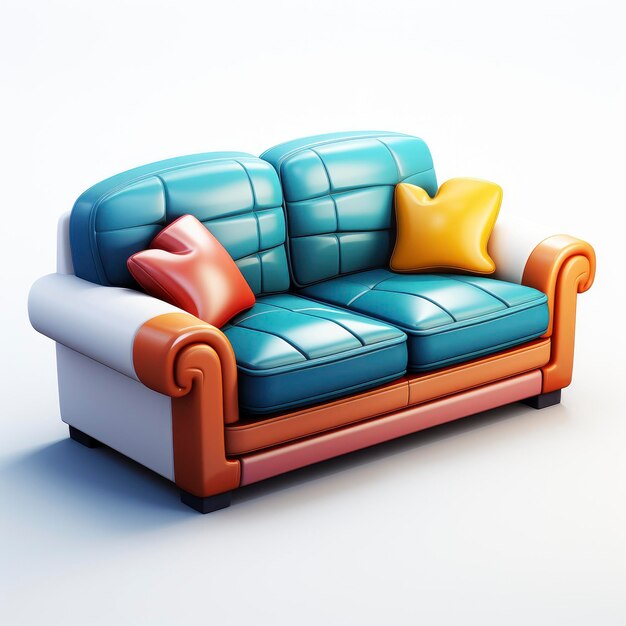 Foto couch cartoon 3d isolato su sfondo bianco