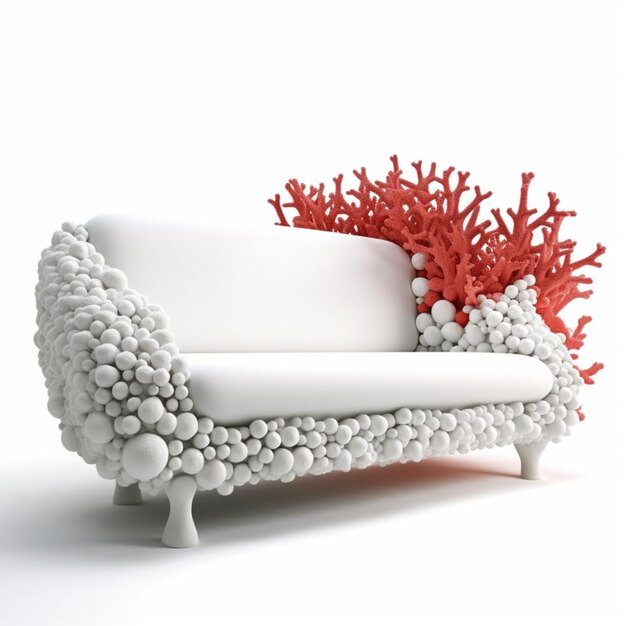 A couch made of corals and corals is shown in a 3d illustration.