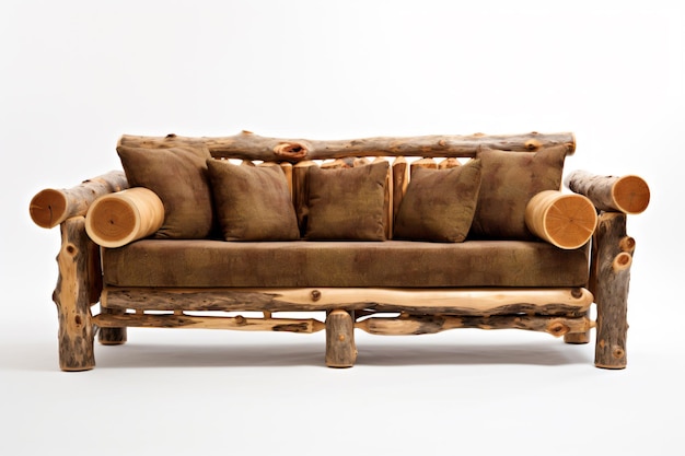 Photo a couch made out of logs and logs