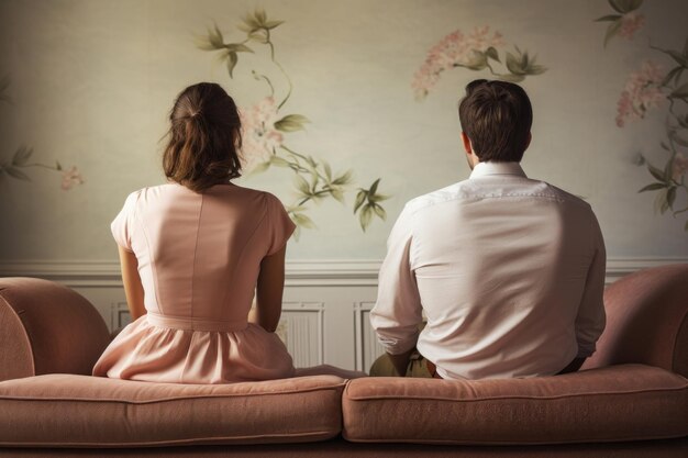 Photo on the couch a man and a woman exude emotional distance showcasing the challenges faced in their relationship during a crisis