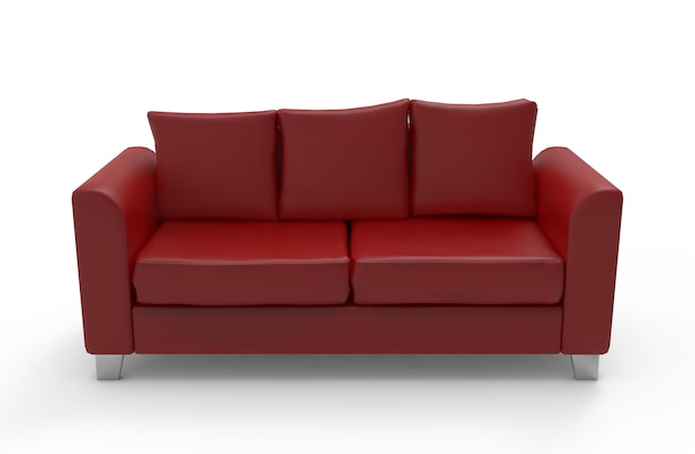 Couch red isolated illustration 3d