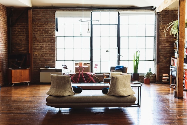 Photo couch in a rustic home