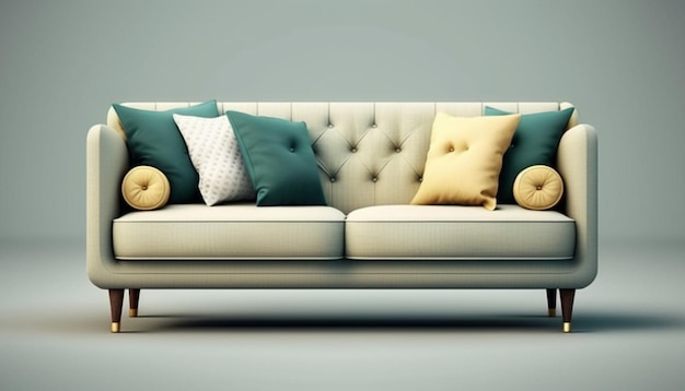 A couch with a pillow on it and a pillow on it.