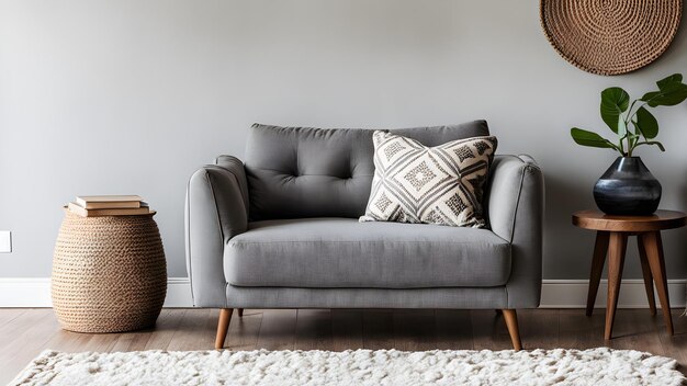 a couch with a pillow that says  the word  on it