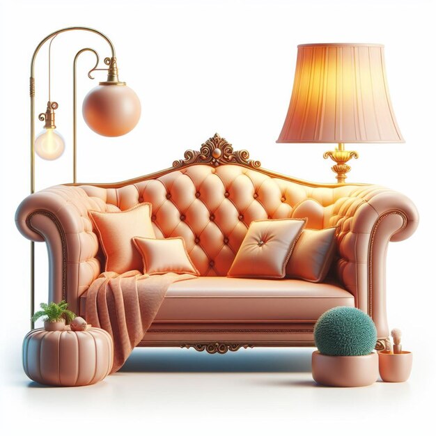 a couch with pillows Classic Living Room Style with set of Sofa