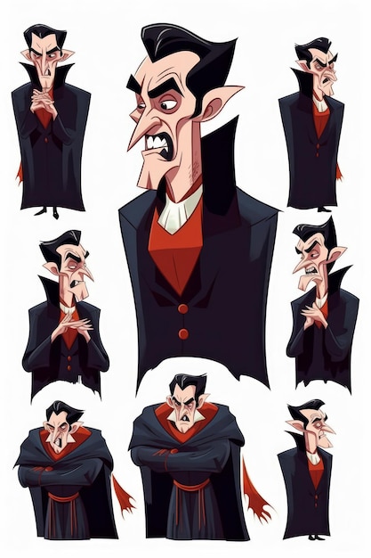 Count Dracula cartoon set Halloween illustration