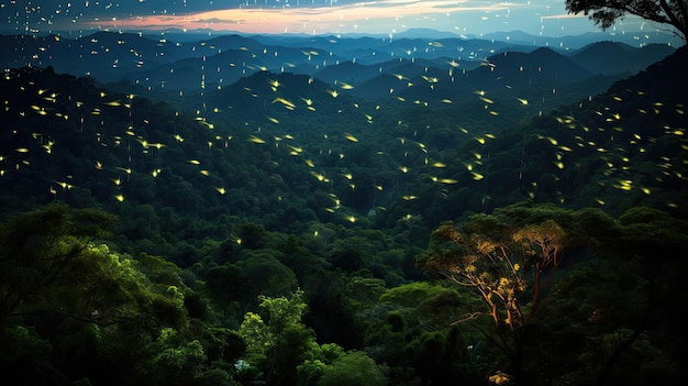 Photo countless fireflies illuminate night sky mexico