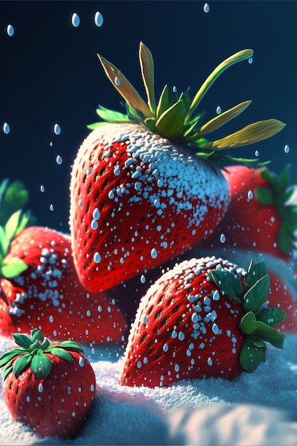 수많은 딸기 눈 정제 요정 장면 Generative Ai